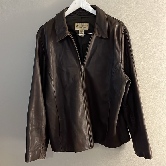 Vintage Eddie Bauer Men's Lamb Leather Jacket Size XL Tall - Picture 1 of 7
